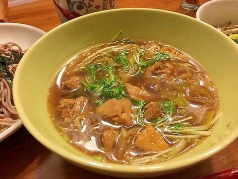 鶏肉と水菜のつけ蕎麦